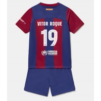 Stroje piłkarskie Barcelona Vitor Roque #19 Koszulka Podstawowej dla dzieci 2023-24 Krótki Rękaw (+ szorty)